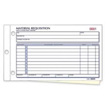 Rediform Material Requisition Forms- 2-Parts- Crbnls- 4-.25in.x7-.88in. RED1L114